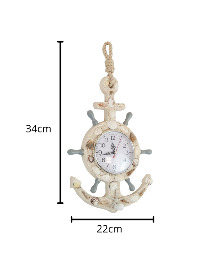 Orologio da parete decorativo con conchiglie – stile marino - immagine 2