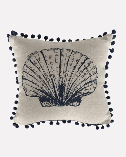 Cuscino Decorativo Conchiglia Blu – Morbido Cuscino Arredo a Forma di Conchiglia