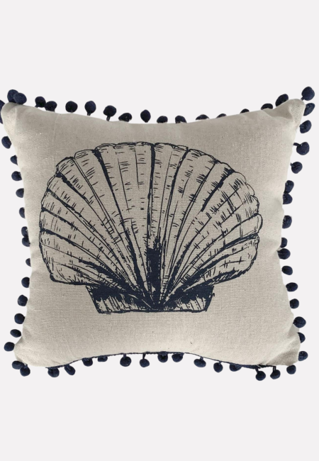 Cuscino Decorativo Conchiglia Blu – Morbido Cuscino Arredo a Forma di Conchiglia