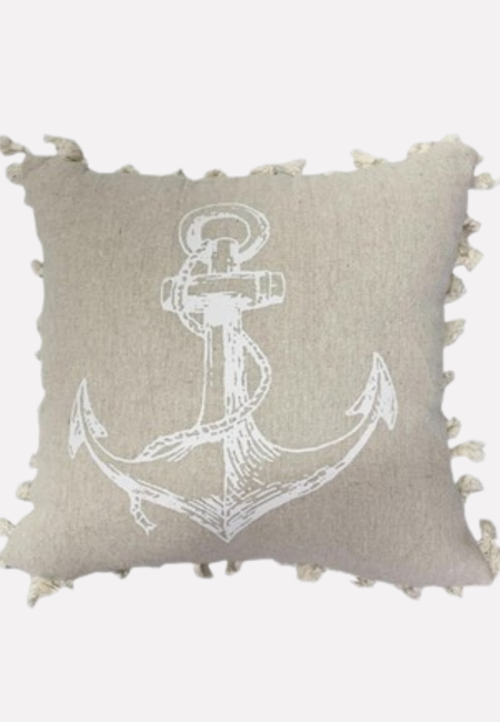 Cuscino grigio con ancora bianca