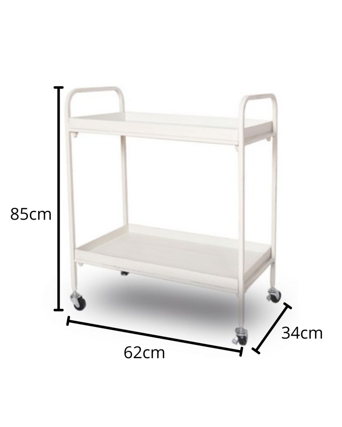 Carrellino bianco con ruote due piani pieghevole - immagine 2