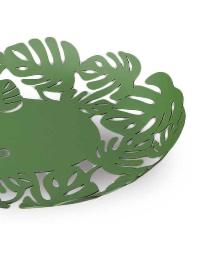 Centrotavola ovale verde intagliato foglia - immagine 3