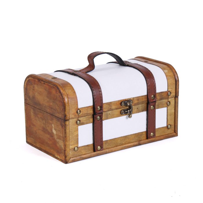 Baule in legno bianco e marrone con manico in set di 2 - immagine 3