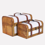 Baule in legno bianco e marrone con manico in set di 2