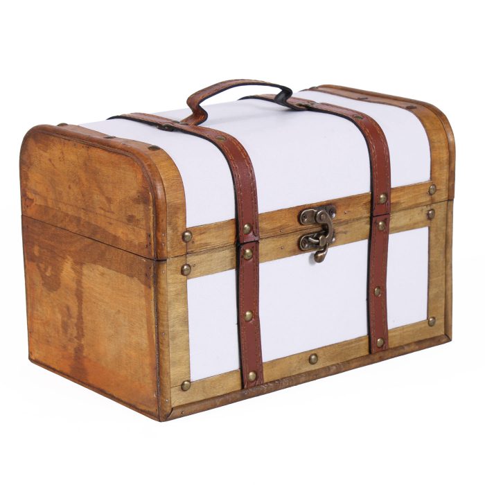 Baule in legno bianco e marrone con manico in set di 2 - immagine 4