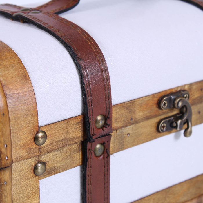 Baule in legno bianco e marrone con manico in set di 2 - immagine 6