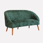 Divano "Elfo" in tessuto verde effetto bouclé