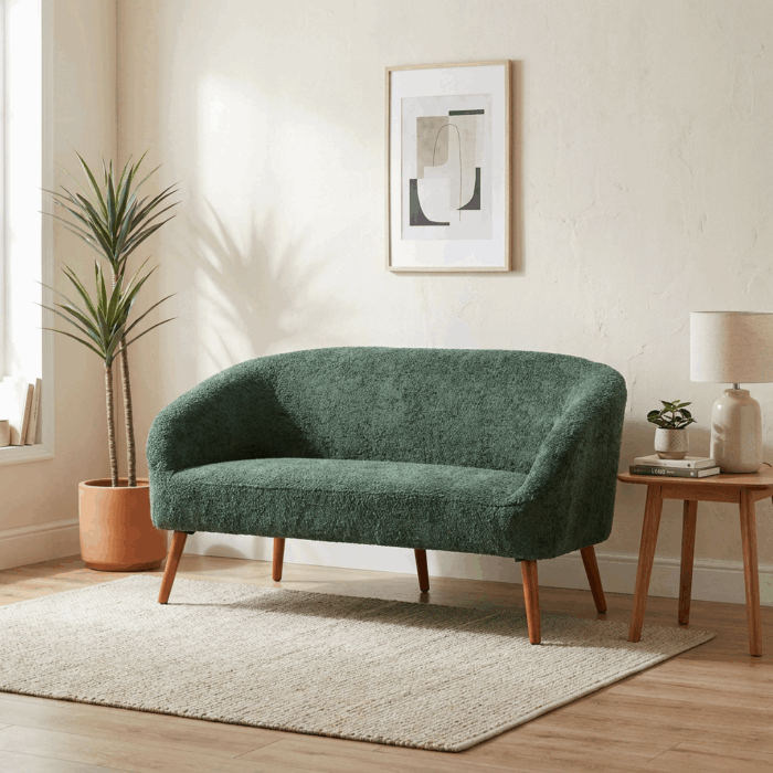 Divano "Elfo" in tessuto verde effetto bouclé - immagine 7