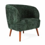 Poltrona "Elfo" in tessuto verde effetto bouclé