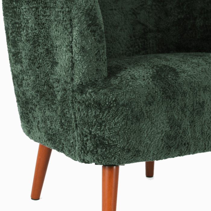 Poltrona "Elfo" in tessuto verde effetto bouclé - immagine 11