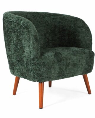 Poltrona "Elfo" in tessuto verde effetto bouclé