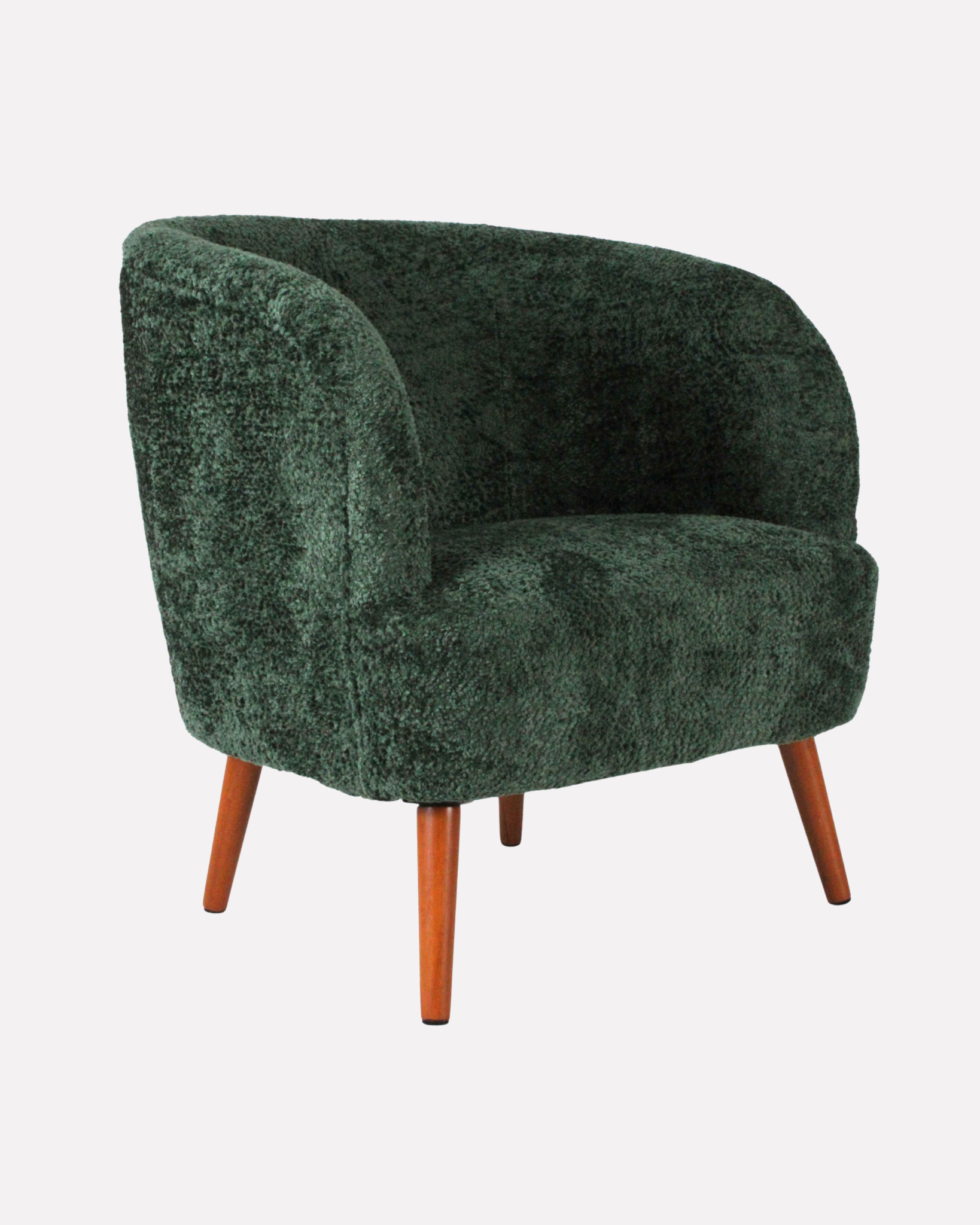 72-XT832G Poltrona "Elfo" in tessuto verde effetto bouclé