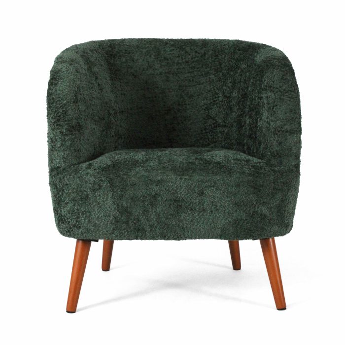 Poltrona "Elfo" in tessuto verde effetto bouclé - immagine 5