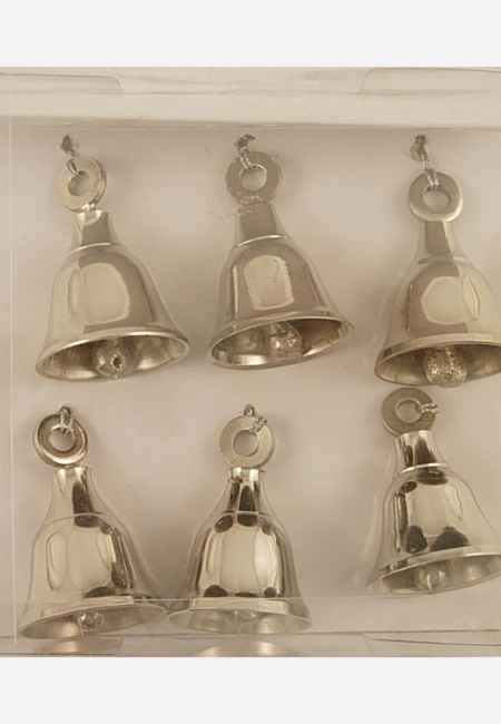 Campanelle decorative natalizie in set di 6 pezzi colore argento