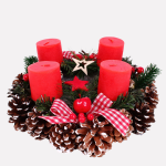 Centrotavola natalizio decorativo con 4 candele rosse