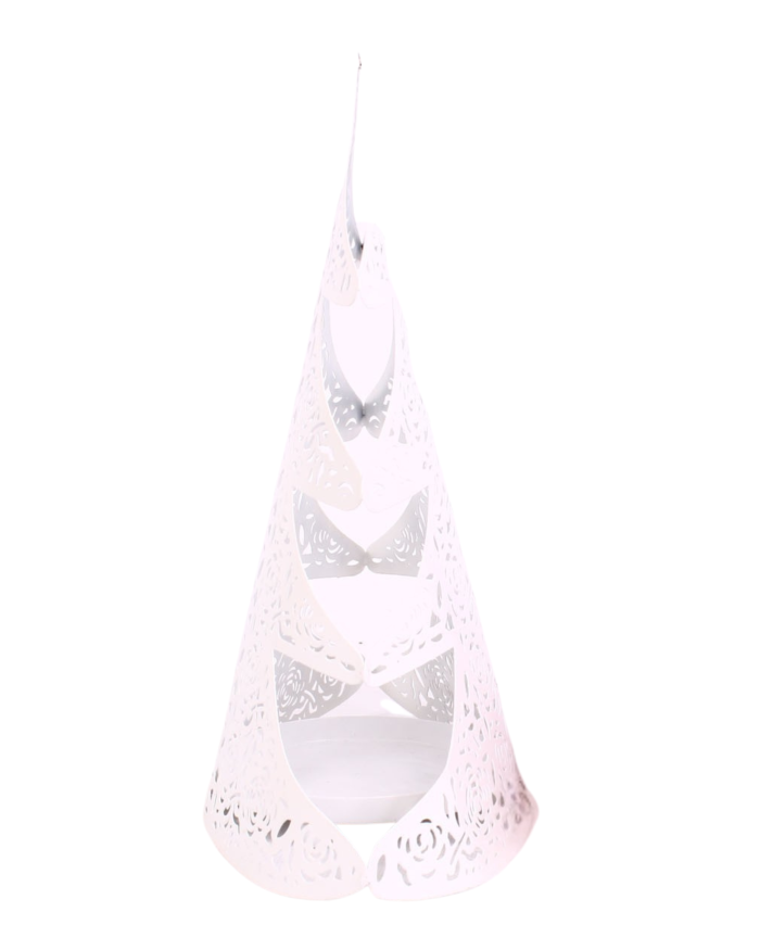 Portacandele decorazione natalizia albero in ferro oro e bianco in set di due - immagine 4