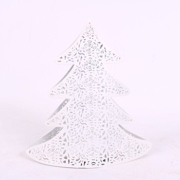 Portacandele decorazione natalizia albero in ferro oro e bianco in set di due - immagine 3