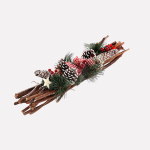 Decorazione natalizia rametti con pigne e cuore rosso