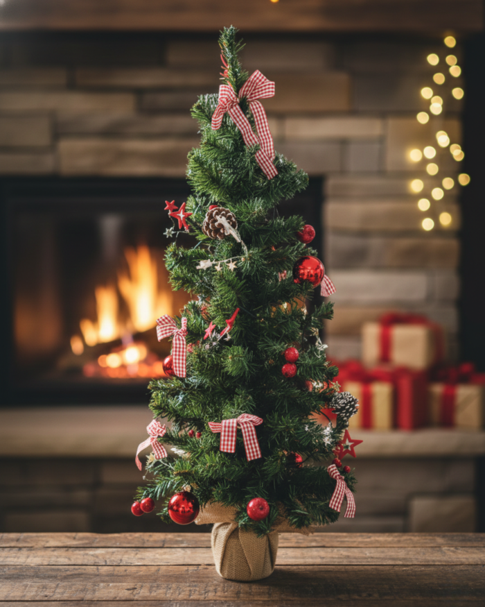 Albero natalizio decorativo con luci e addobbi - immagine 2