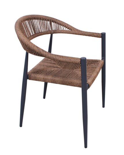 Poltrona in alluminio "Greta" colore antracite e PVC marrone