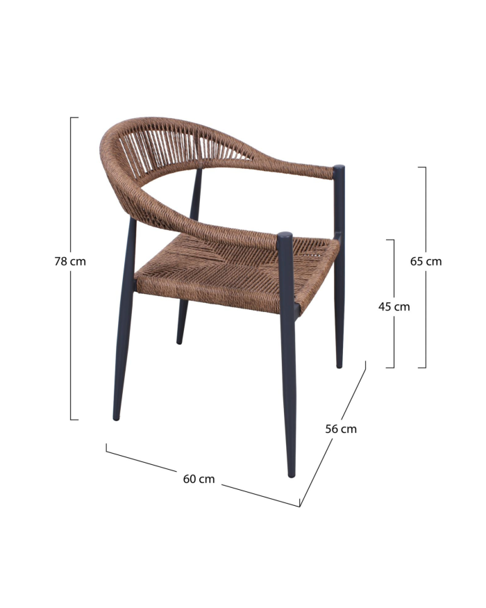 Poltrona in alluminio "Greta" colore antracite e PVC marrone - immagine 3