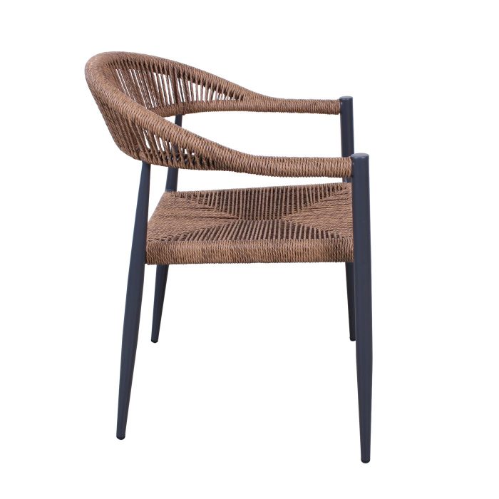 Poltrona in alluminio "Greta" colore antracite e PVC marrone - immagine 4