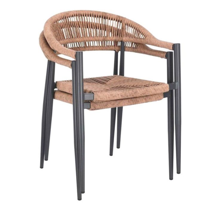 Poltrona in alluminio "Greta" colore antracite e PVC marrone - immagine 6