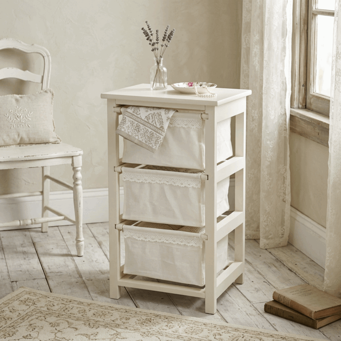 Cassettiera Bianca in Legno di Abete con 3 Cassetti 38x28x68 cm - immagine 2