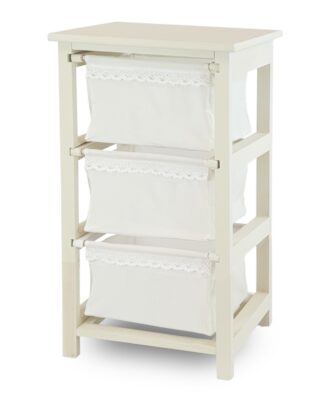 Cassettiera Bianca in Legno di Abete con 3 Cassetti 38x28x68 cm
