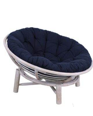 Poltrona rotonda in rattan bianco "Papasan"