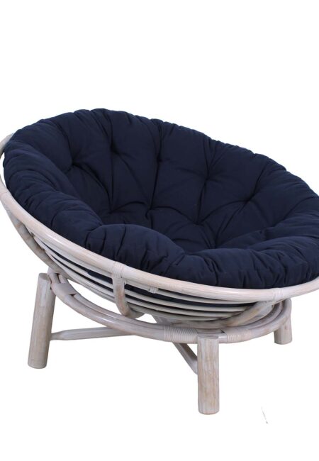 Poltrona rotonda in rattan bianco "Papasan"