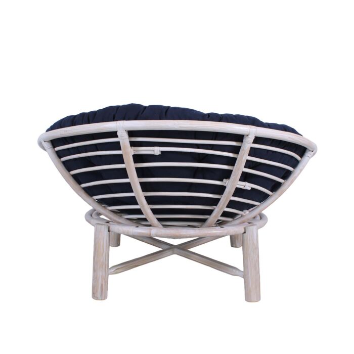 Poltrona "Papasan" rotonda in legno e rattan bianco - immagine 6