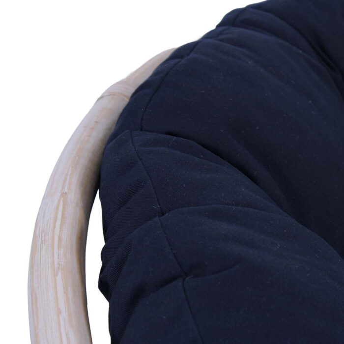 Poltrona "Papasan" rotonda in legno e rattan bianco - immagine 8