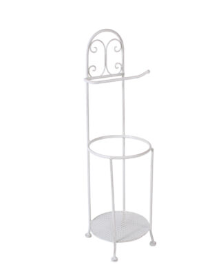 Portarotoli da terra in metallo bianco anticato Ø20H70 cm