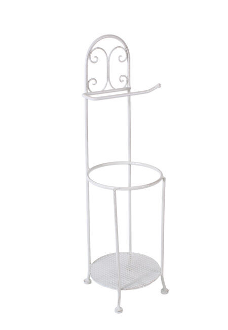 Portarotoli da terra in metallo bianco anticato Ø20H70 cm