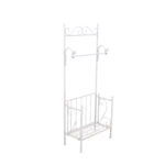 Portasciugamani in metallo bianco anticato con ripiano e barra porta asciugamani 41X21H105 cm