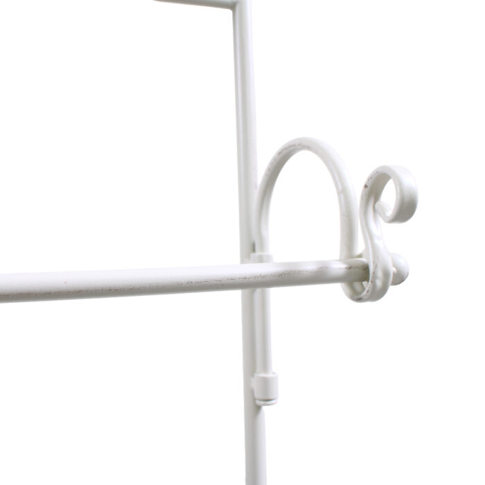 Portasciugamani in metallo bianco anticato con ripiano e barra porta asciugamani 41X21H105 cm - immagine 7