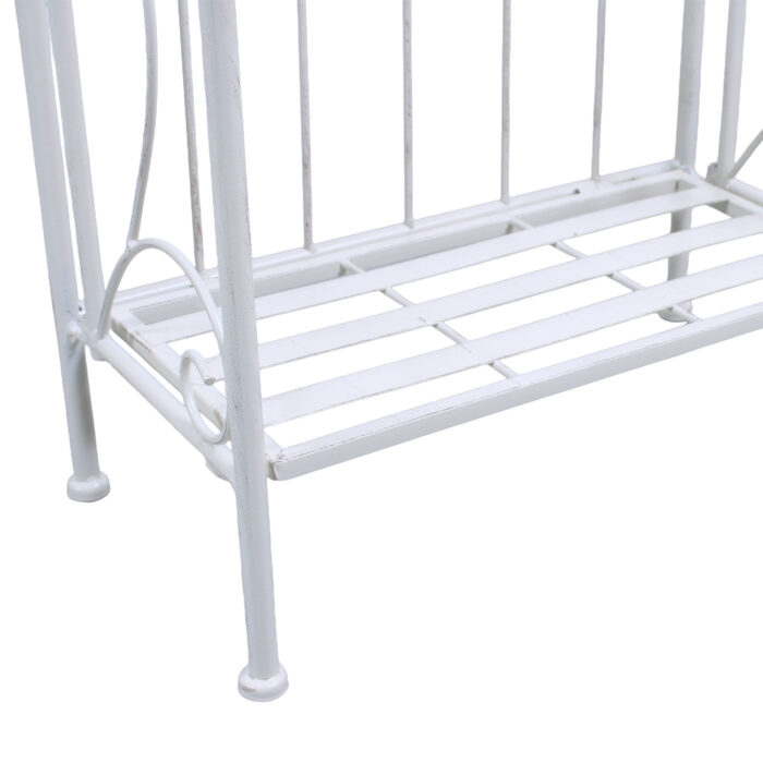 Portasciugamani in metallo bianco anticato con ripiano e barra porta asciugamani 41X21H105 cm - immagine 8