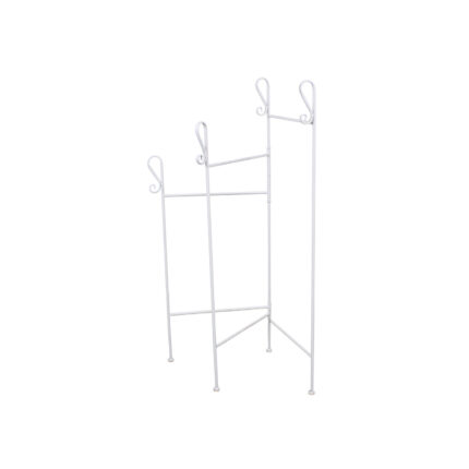 Portasciugamani in metallo bianco anticato con 3 braccia ripieghevoli 40X40XH105 cm