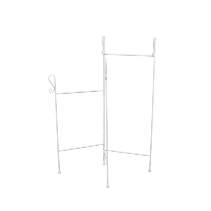 Portasciugamani in metallo bianco anticato con 3 braccia ripieghevoli 40X40XH105 cm - immagine 6