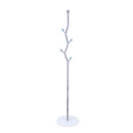 Attaccapanni in metallo grigio stilizzato a piantana con petali azzurri 32X32H170 cm