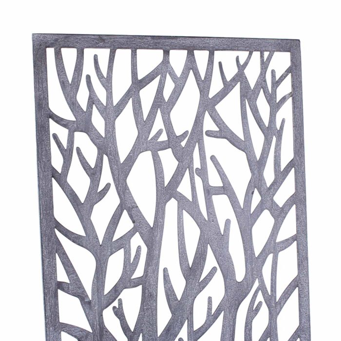 Fioriera in metallo grigio anticato con spalliera decorativa 62X28H195 cm - immagine 6