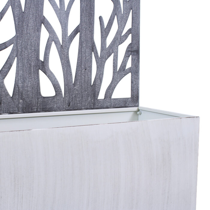 Fioriera in metallo grigio anticato con spalliera decorativa 62X28H195 cm - immagine 7
