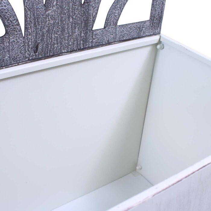 Fioriera in metallo grigio anticato con spalliera decorativa 62X28H195 cm - immagine 8