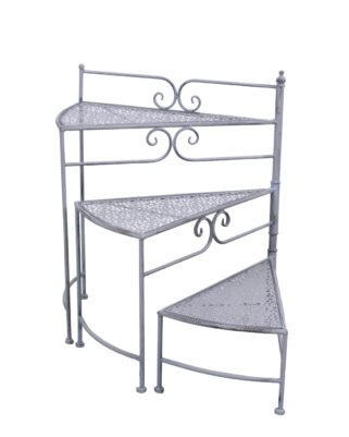 Scaletta portapiante in metallo grigio anticato 3 piani ripieghevole 53X31H65 cm