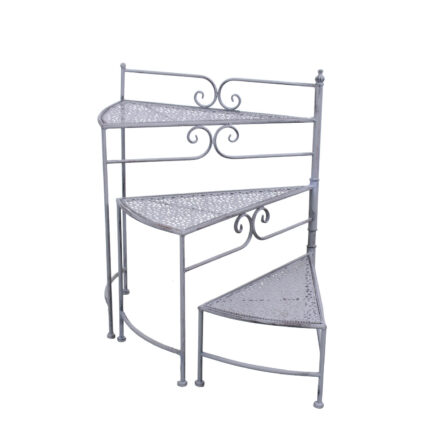 Scaletta portapiante in metallo grigio anticato 3 piani ripieghevole 53X31H65 cm