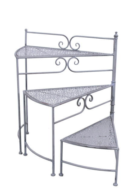 Scaletta portapiante in metallo grigio anticato 3 piani ripieghevole 53X31H65 cm