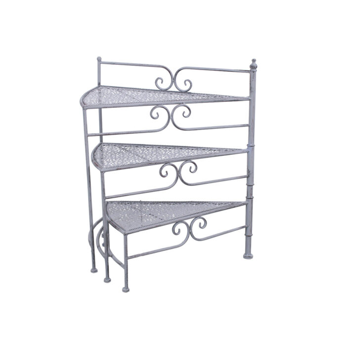 Scaletta portapiante in metallo grigio anticato 3 piani ripieghevole 53X31H65 cm - immagine 6