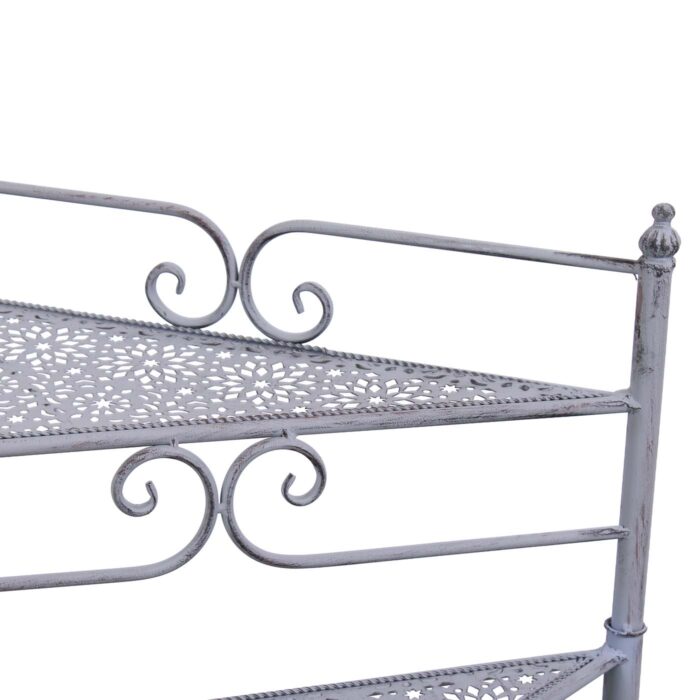 Scaletta portapiante in metallo grigio anticato 3 piani ripieghevole 53X31H65 cm - immagine 7