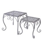 Portavaso in set di 2 quadrati in metallo grigio anticato 25X25H26